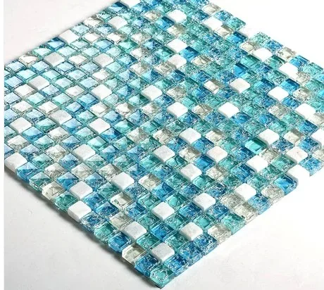 Белоснежный мраморный камень голубой хрустальный стеклянный мозаичный кухонная