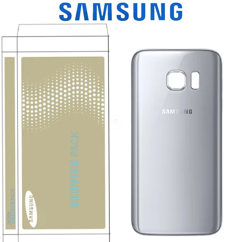 ORIGINAL 5.1'' For SAMSUNG Galaxy S7 Flat G930 G930F Battery Back Cover Glass Housing Replacement with Camera Glass Lens - Цвет: S7 Silver