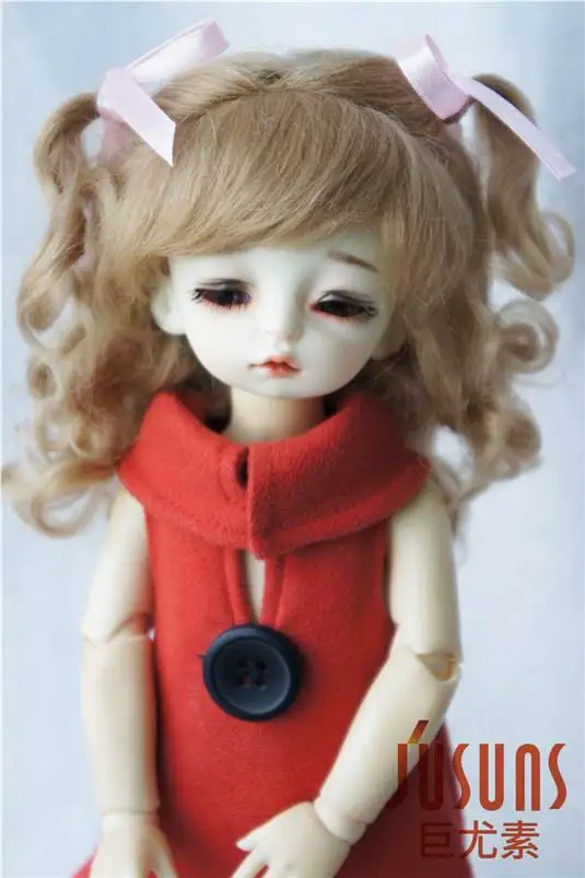 JD187 1/8 1/6 длинные мягкие волнистые с 2 пони BJD мохеровые парики Размер 5-6 дюймов 6-7 дюймов кукольные Парики Модные кукольные аксессуары - Цвет: 6-7inch Ash Blond M4