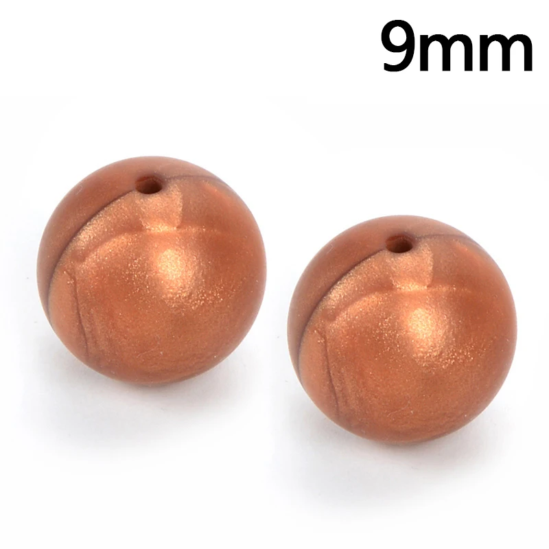 metal copper Горячее предложение 9 мм круглые свободные силиконовые бусины для силиконового ожерелья DIY Силиконовое прорезиненное Силиконовое ожерелье для прорезывания зубов бусины для ребенка прорезыватель BPA бесплатно - Цвет: metal copper