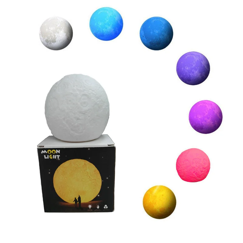 

3D Print Table Lamp Moon Bedroom Bedside Night Light Gifts Rechargeable Moon Desk Lamps Colorful Change Table Light Touch Switch