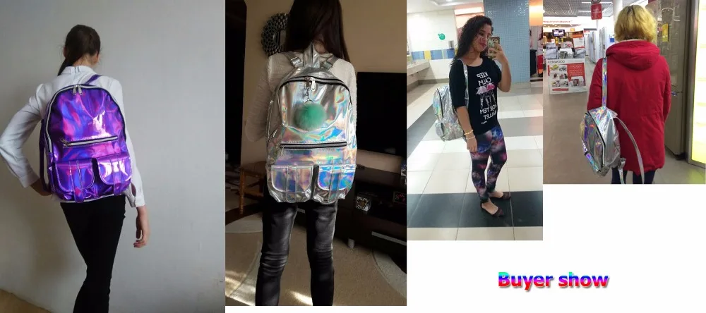 Женская сумка Holograma Mochila, Модный женский рюкзак для путешествий, Женский лазерный рюкзак, женская кожаная голографическая водонепроницаемая сумка