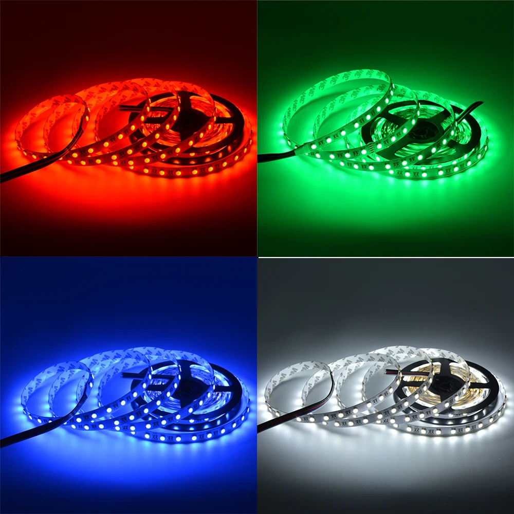 4 в 1 RGBW Светодиодные ленты света 5050 DC12V 24 V гибкий светодиодный клейкие света RGB+ белый/RGB+ теплый белый Светодиодные ленты 60 светодиодный s/m 5 м/лот