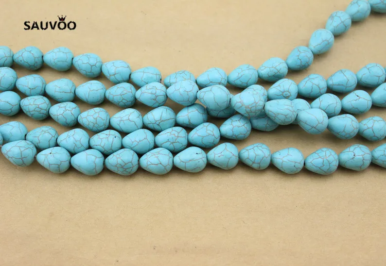 SAUVOO 25 шт Bhemian стиль натуральный Синий Teardrop Howlite каменные бусины Свободные
