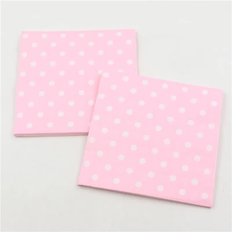 20 шт./упаковка бумажные салфетки в горошек синего/розового цвета детские с днем