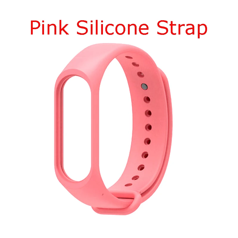 Pink Silicone Strap Ремешок для Xiaomi mi Band 3 и 4 mi Band 3 модный ремешок для замены многоцветного ремешка с бесплатной пленкой спортивный ремешок из нержавеющей стали для mi band 3 и 4 - Цвет: Pink Silicone Strap