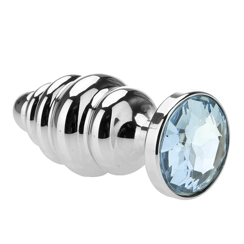 Light Blue Спиральные бусины из алюминиевого сплава Анальная пробка для задних дворов, эротические секс-игрушки, Новинка - Цвет: Light Blue
