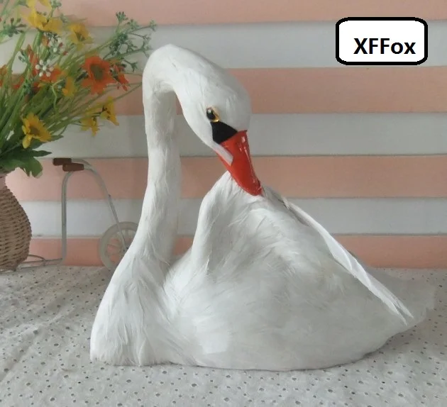 

cute simulation swan toy polyethylene & furs white goose model gift about 21x25cm xf0693
