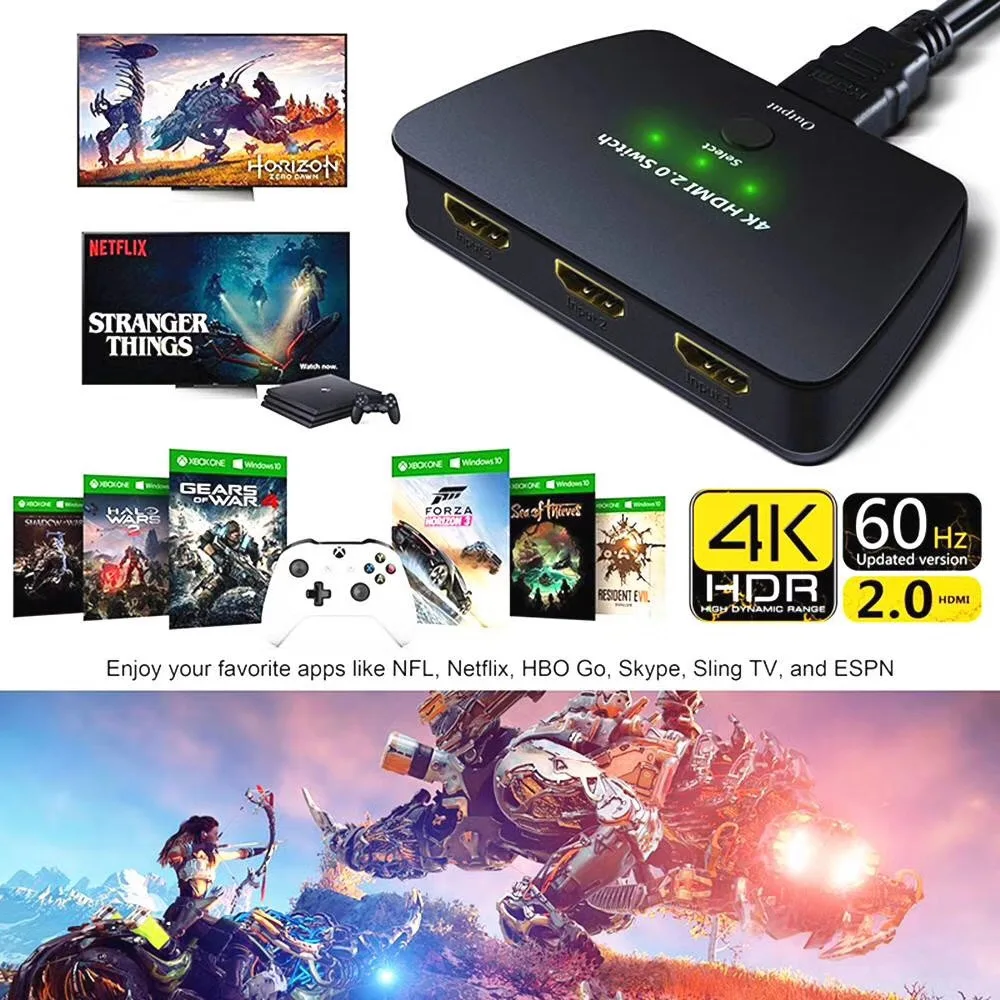 Puzhijie Mini HDMI 3x1 порт 4 К HDMI 2.0 коммутатор 3 Вход 1 Выход Автоматический коммутатор Поддержка 3840x2160/60 Гц