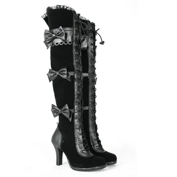 Круглый носок квадратный каблук в ковбойском стиле с высоким голенищем женские