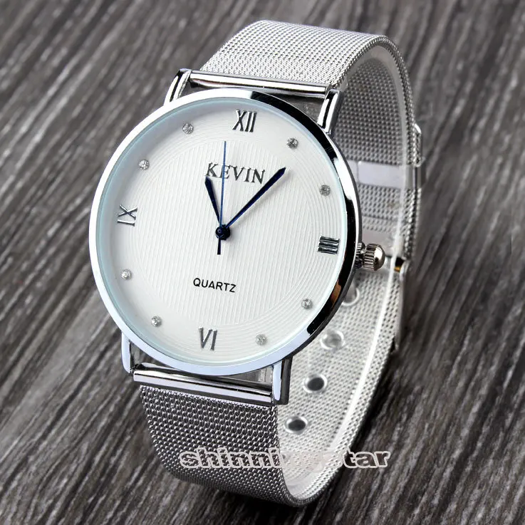 Серебряный Простой стиль черный металлический Железный сетчатый Ремешок Модные