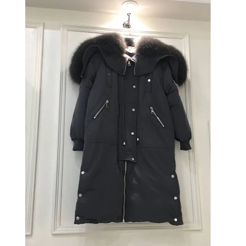 Огромный натуральным енота Мех животных Новинка 2017 года брендовая зимняя куртка