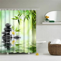 waterproof shower curtain with hooks green natural scene bathroom curtains high quality bath bathing curtain for home decoration