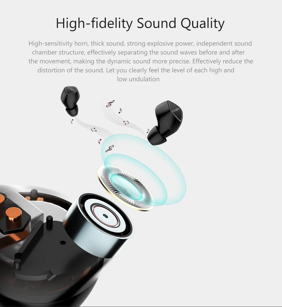Cowin ky02 сенсорные bluetooth-наушники 5,0, настоящие беспроводные наушники в ухо, стереогарнитура, Спортивная гарнитура iptx5с микрофоном, гарнитура, коробка