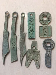 10 шт., отправка старыми китайскими бронзовыми фэншуй, собирать старинные монеты в форме ножа, монеты, металлические поделки