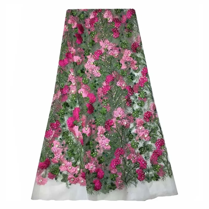 Высокое качество Африки гипюр кружева ткань для шитья африканский шнур бисер