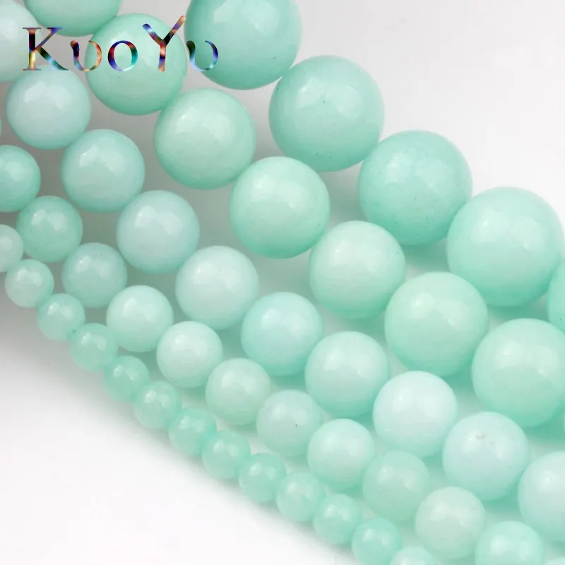 Бусины Из Натурального голубого амазонита круглые бусины россыпью из камня для