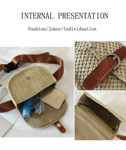 Женская соломенная сумка из ротанга плетеная пляжная через плечо прямоугольной