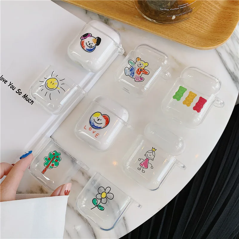 Cartoon Graffiti Case For Airpods Cute Bluetooth Earphone Protective Cover Air pods Accessories TPU Silicone Headphones Box | Электроника