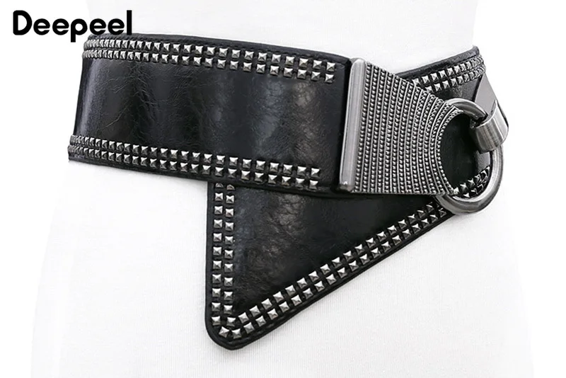Deepeel, 1 шт., женские эластичные пояса в стиле панк, модные, для диких женщин, имитация кожи, широкий ремень, украшение CB031