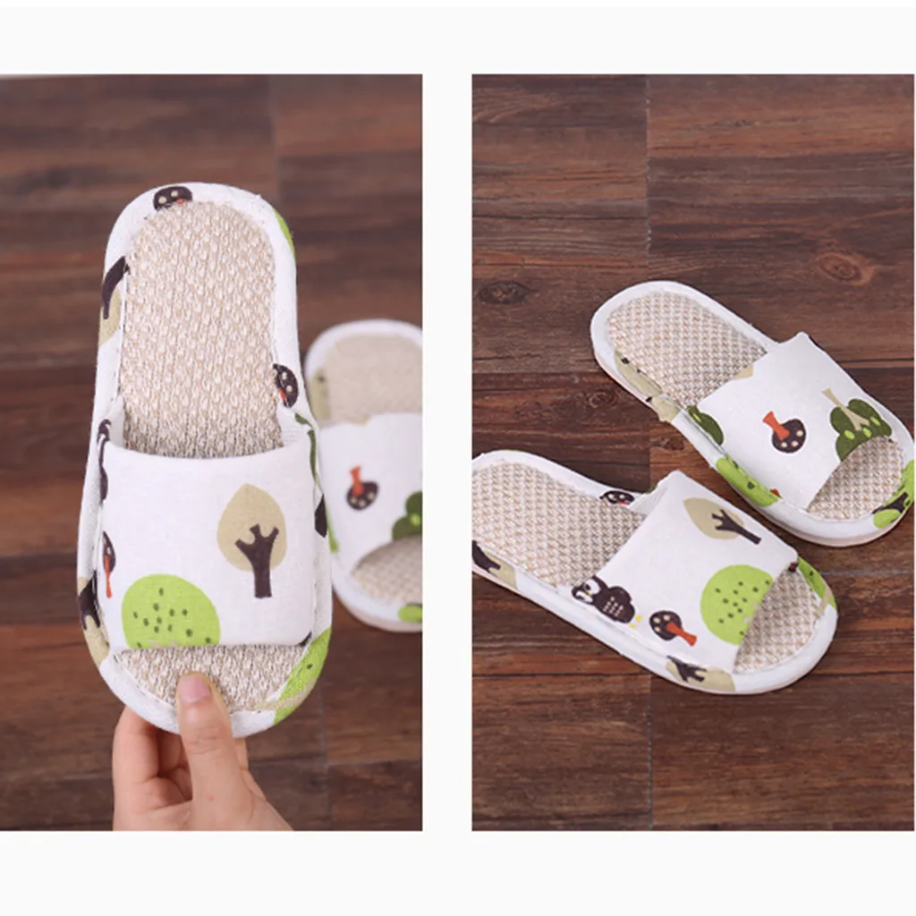Kids Slippers Toddler Infant Girls Boys Unisex Cartoon Linen Slippers Shoes Pantuflas Infantiles Children Flip Flop Slippers Kid