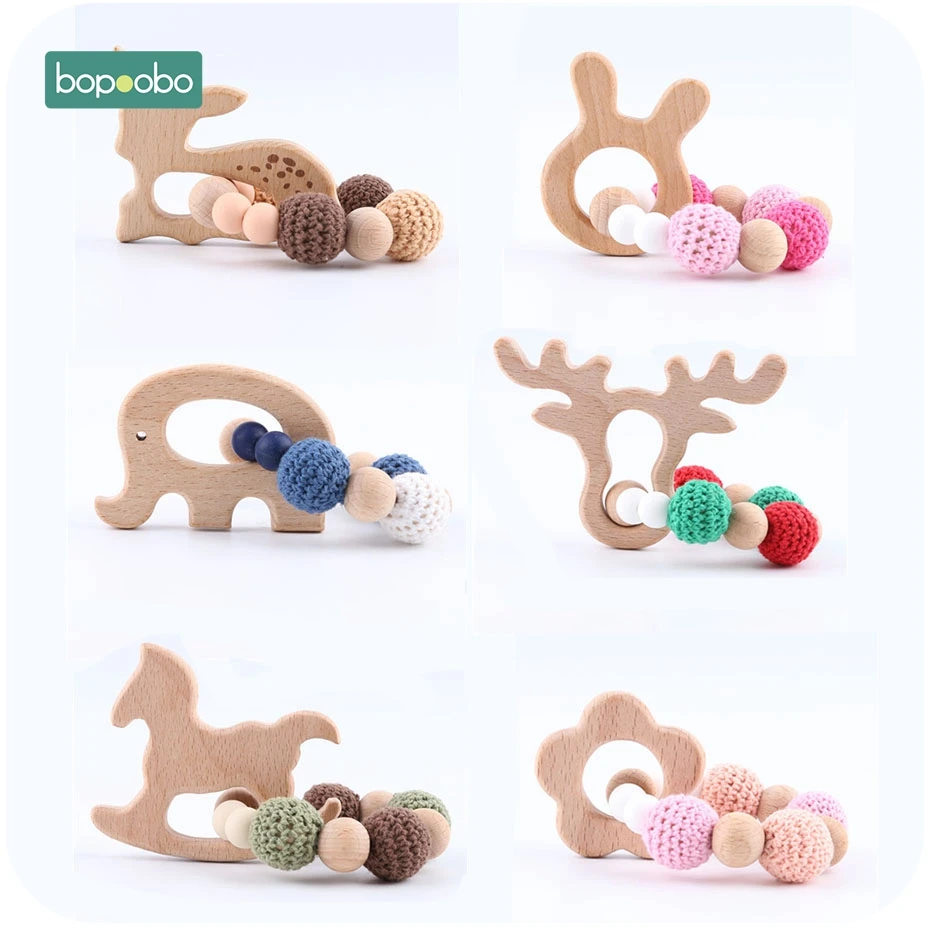 Bopoobo 1 шт., музыкальные, без БФА, силиконовые, крошечные стержни, бусины в виде животных, для детей, Rartle, деревянная детская кровать, подвесные погремушки, игрушки, детские Прорезыватели