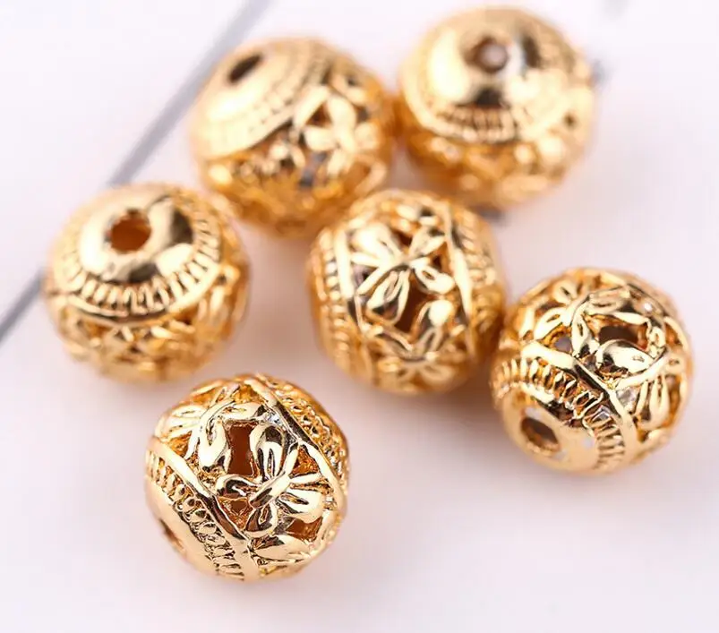 5 шт./лот золотые латунные бусины бабочки с вырезами 8 мм круглые медные