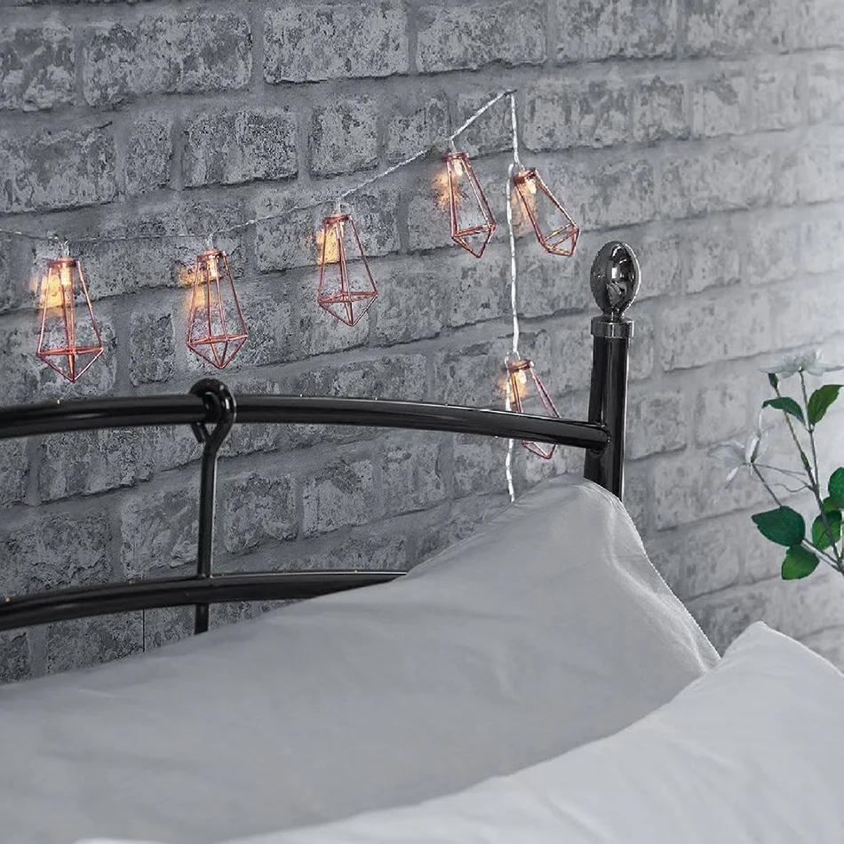 

Party Decor Rose Gold Diamond shape Battery Flashing String Lights, Outdoor Festival Decor Lights, Christmas light 10 leds