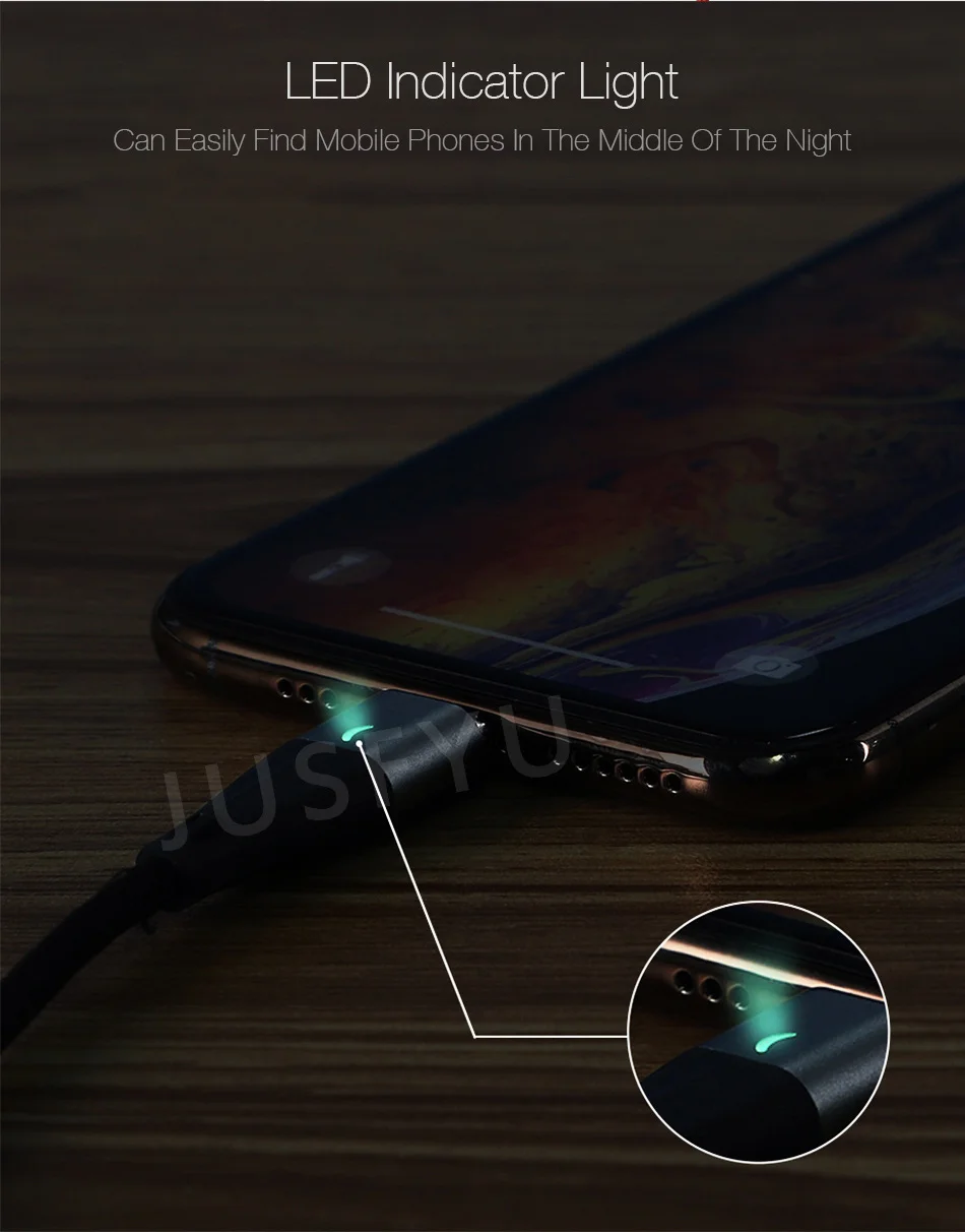 СВЕТОДИОДНЫЙ Магнитный зарядный кабель 3A для iPhone XR XS MAX X 8 7 6 6S Plus, магнитное зарядное устройство для мобильного телефона, кабель Micro USB type-C