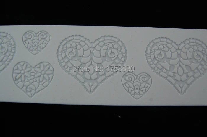 Силиконовый кружевной коврик в форме сердца 2017 39*8 см для украшения торта