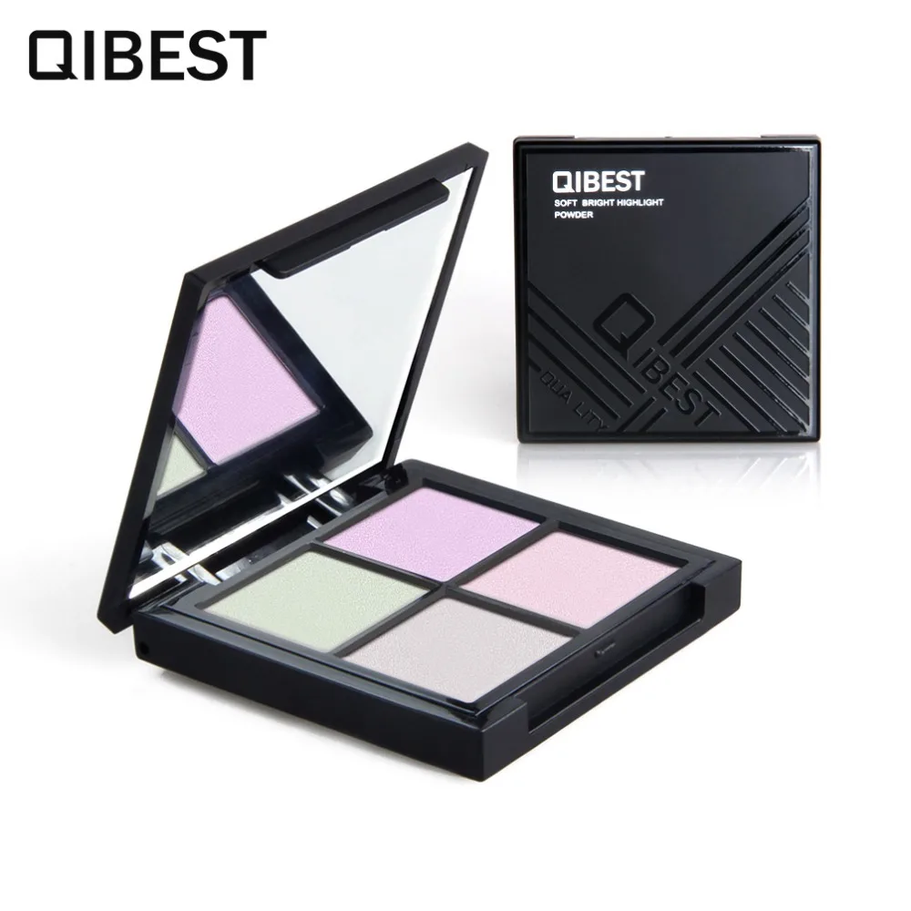 Бренд qibest 4 цвета в одном Powder порошок многофункциональная отделка глаз Макияж Палитра длительный МАКИЯЖ Iluminador светящийся набор