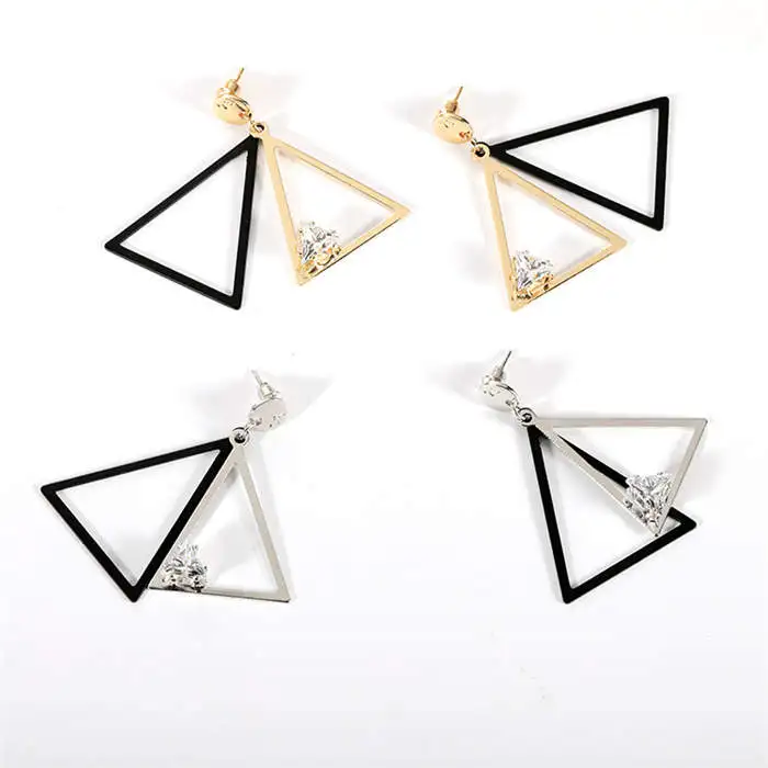 Fashion Geometric Stud Earrings Zircon Long Triangular Earring Wedding Party Jewelry Women Gifts | Украшения и аксессуары