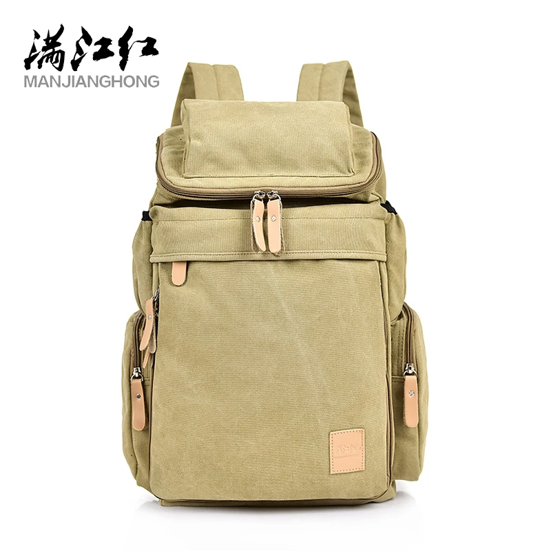 

MANJIANGHONG Man's Canvas Backpacks Multi-Function Big Backpack Bag Man Fashion Simple Travel Bags Dropshipping Costomized Bags