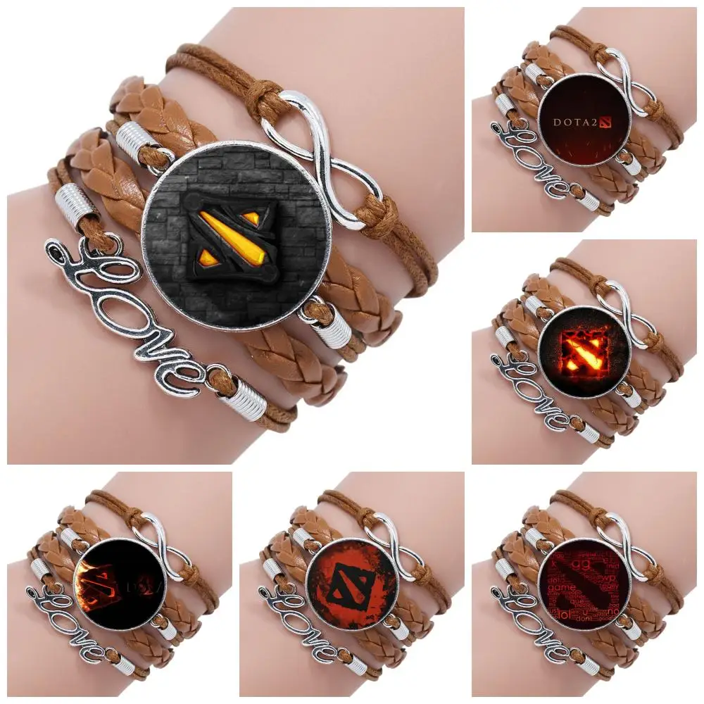 Женский многослойный браслет Maxi Dota 2 черный/коричневый кожаный Ювелирное