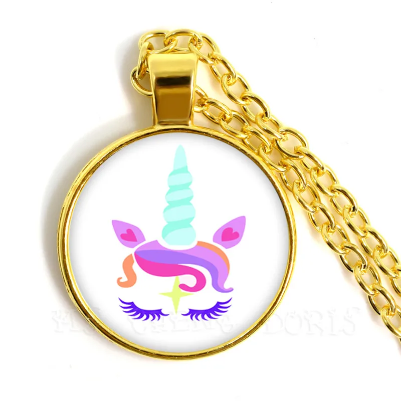 Единорог стекло ожерелье ручной работы Красочные небо лошадь кулон длинное