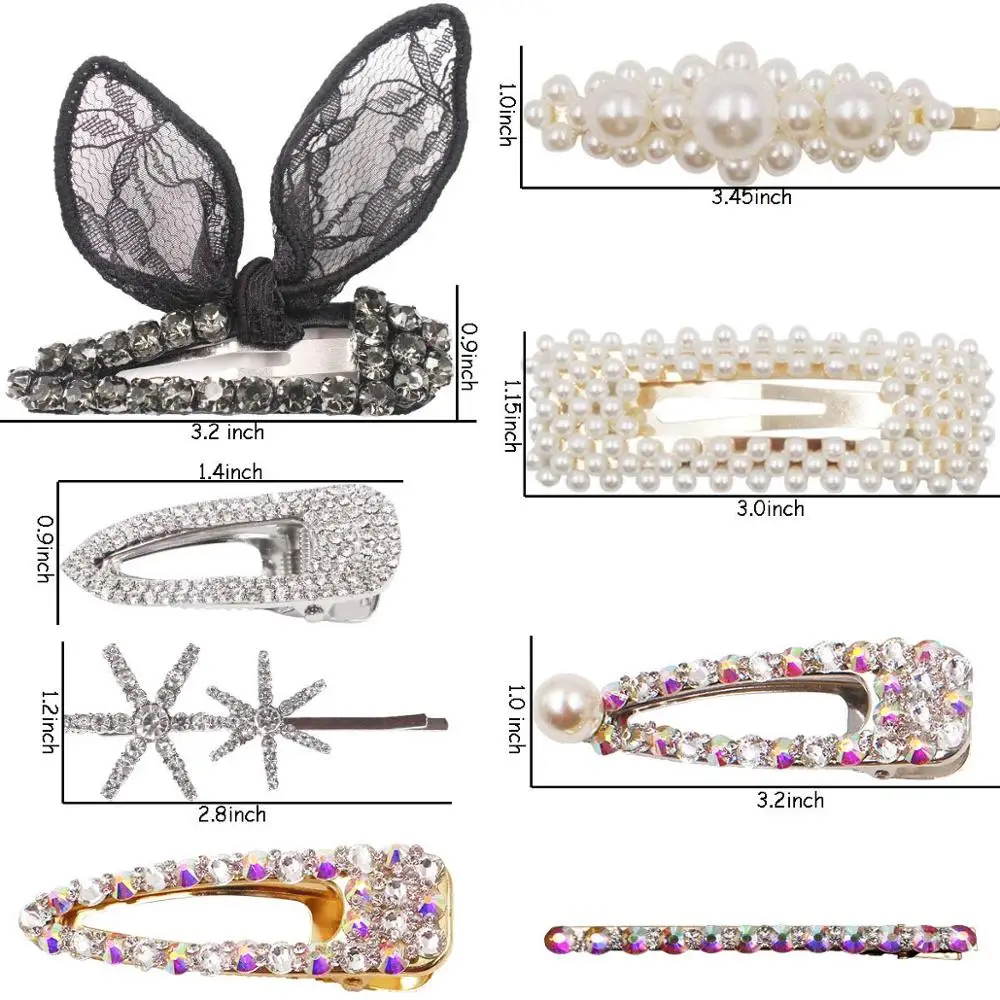8 шт. цветные жемчужные Заколки Стразы для женщин и девушек заколки волос