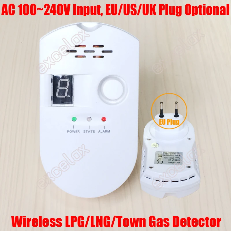Детектор утечки газа для дома AC100V ~ AC240V беспроводной детектор сжиженного