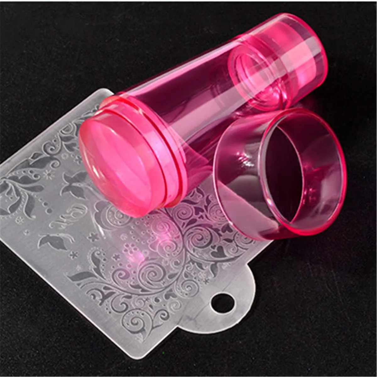 2.8cm Big Rose Прозрачный желе ногтей Stamper двойной конец 2,8/2,2 Прозрачная Круглая Пластина изображения и набор скребков DIY Маникюрный шаблон для ногтей Инструменты - Цвет: 2.8cm Big Rose