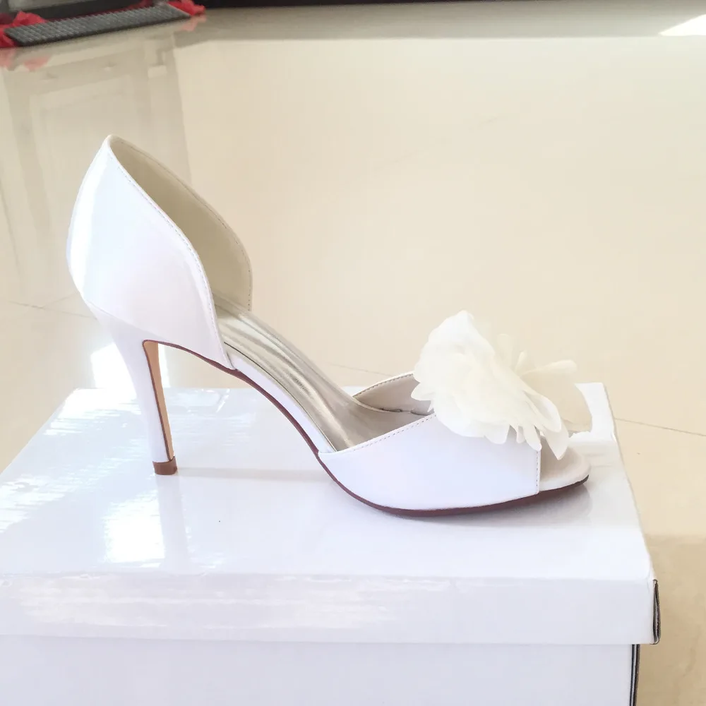 Женская атласная обувь с открытым носком на каблуке | Обувь