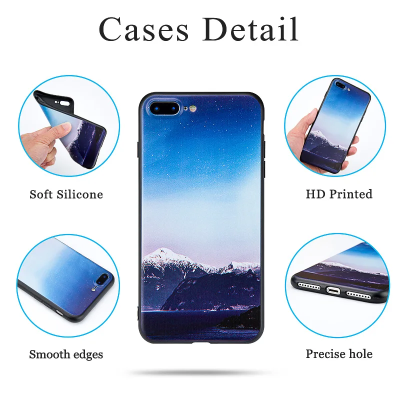 Для Apple iPhone 7/8 Plus X чехол для телефона с принтом снежинки 5C 5S SE 10 черный мягкий TPU 6S |