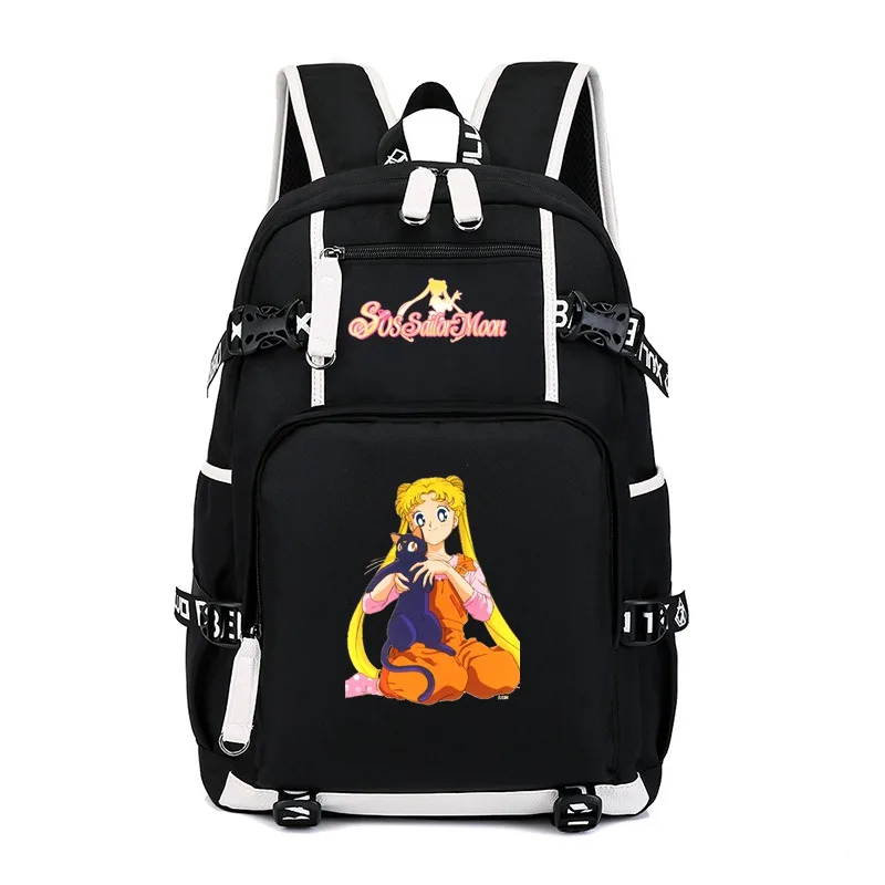 

Japanese Anime Sailor Moon Luna Backpack Black Unisex Shoulder Travelling Laptop Bags Kids School Bags Bookbag Mochila Gift