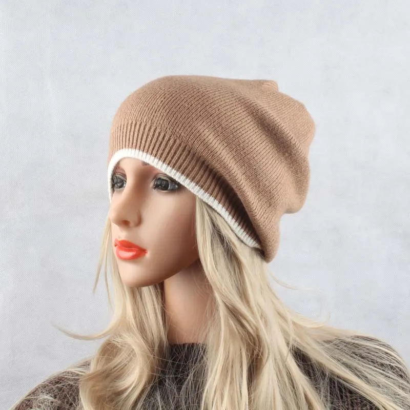 Женские вязаные шапки skullies из кашемировой шерсти в стиле пэтчворк на осень и