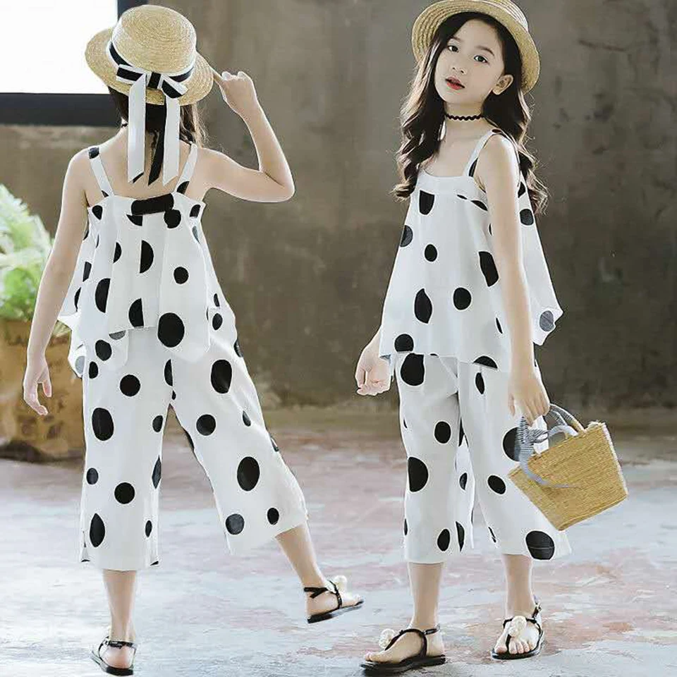 Детский комплект одежды в горошек футболка без рукавов и шорты на Возраст 3 12