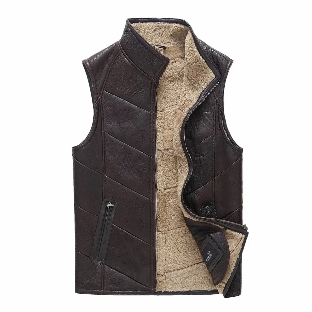 Кожаный замшевый мужской жилет из овчины меховой кашемировый мех овечья шерсть