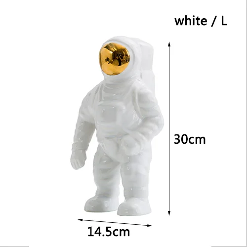 White 30 cm Космический человек астронавт ваза керамическая модель уникальная астронавт ваза сушеные цветы белая керамическая ваза для стола Декор инструмент - Цвет: White 30 cm