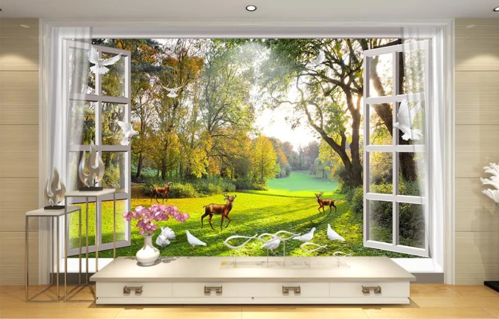 Home Decor 3D Wall Mural Wallpaper For Bedroom window nature landscape Murals Living room Desktop | Обустройство дома