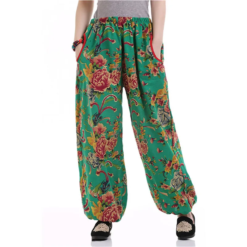 Распродажа женские штаны новые повседневные шаровары с высокой талией льняные