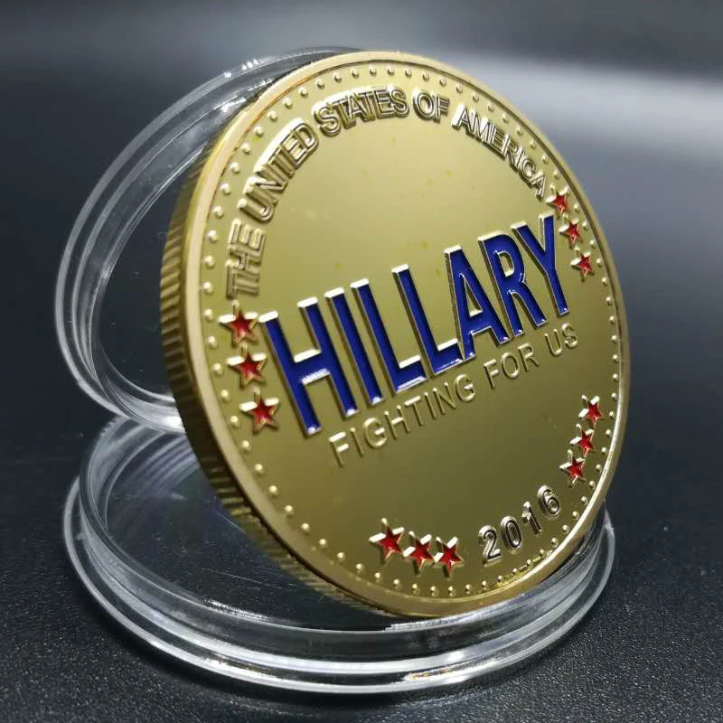 

50 Pcs The Iron woman Hillary Clinton 1 OZ 24K real gold plated badge USA style collectible home art 40 mm souvenir coin