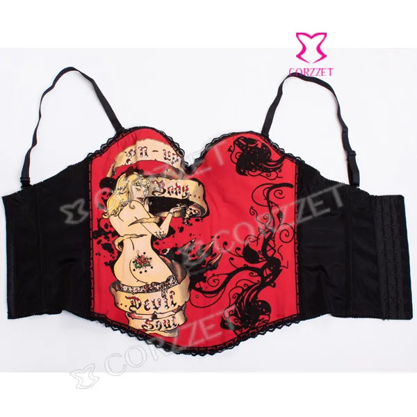 Женский корсет для похудения готический красный хлопковый в стиле стимпанк