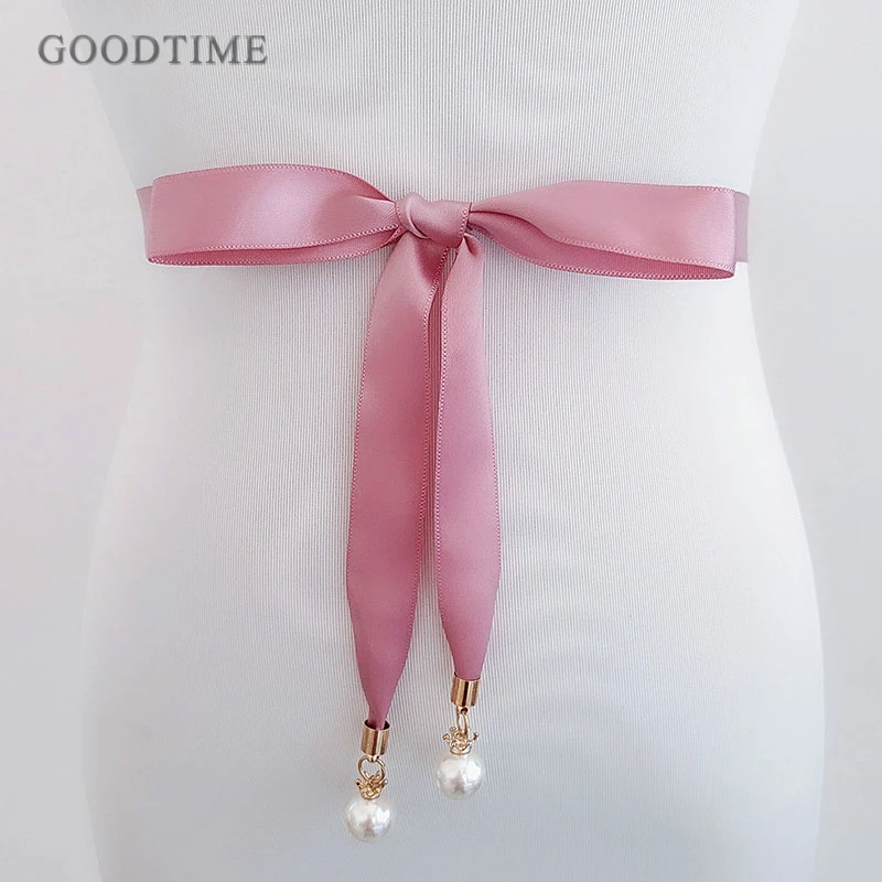 

Fashion Pearl Satin Belt for Women Party Evening Dress Belt Polyester Bride Bridesmaid Sash Wedding Ribbon Belts Female Girl